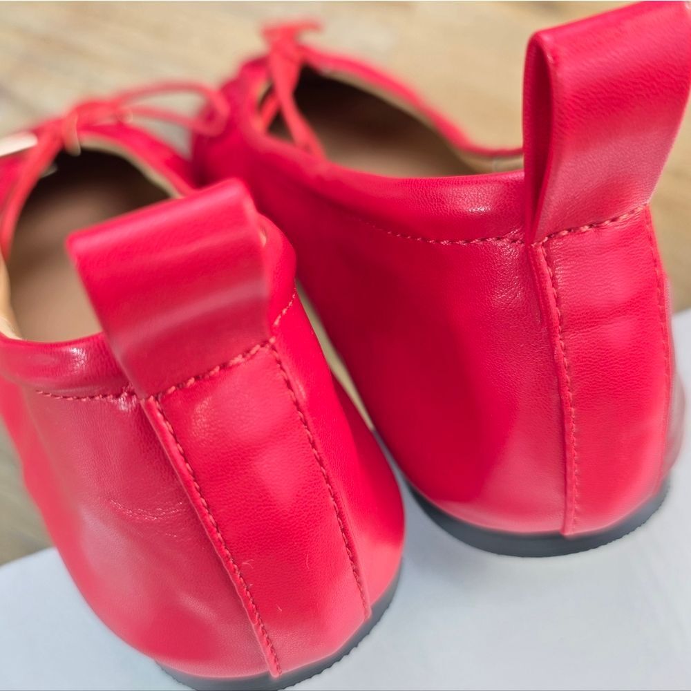 🩵NIB Red Square Toe Slip-on Ballet Flats Size 8 - Picture 8 of 9